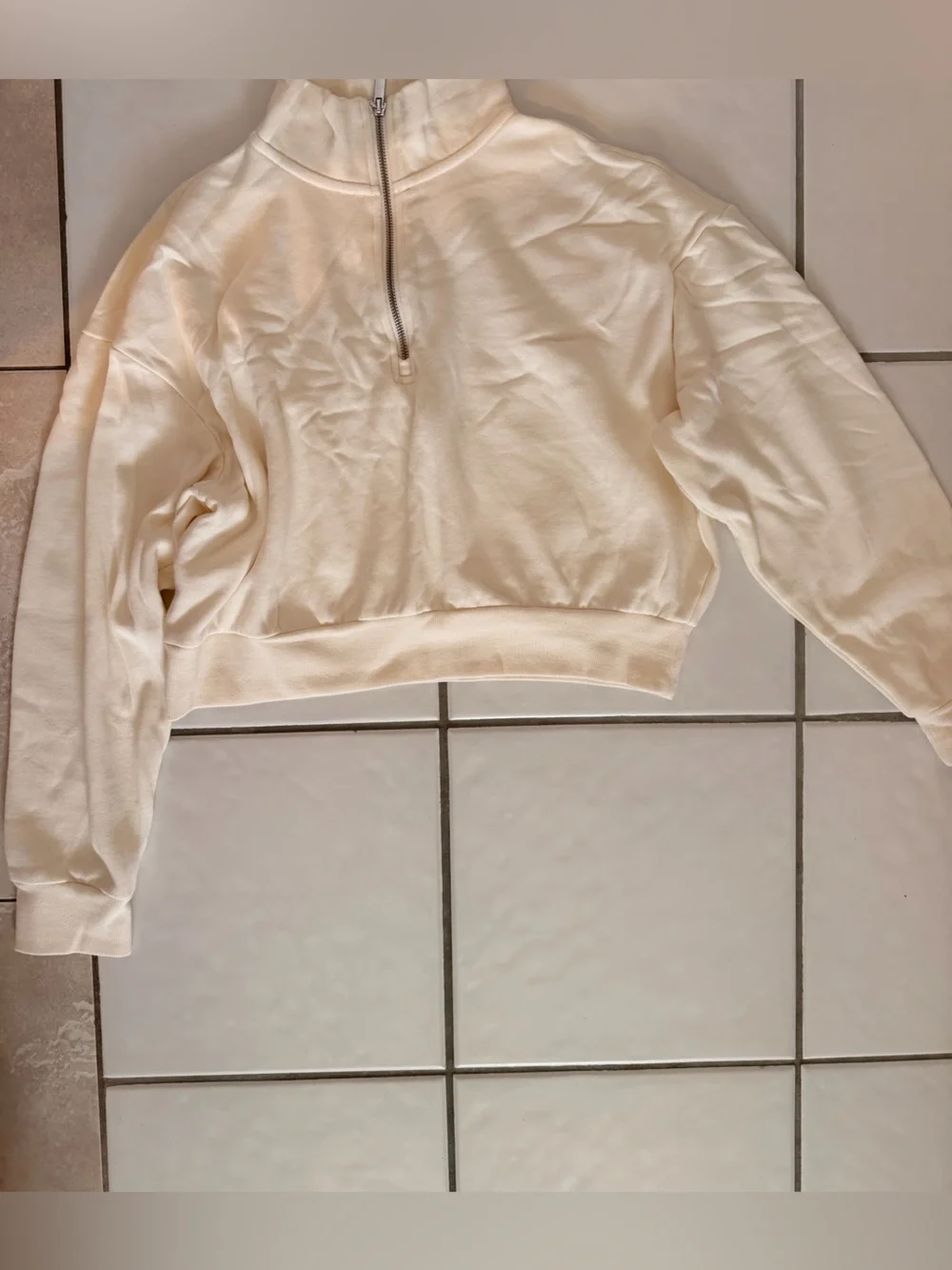 Z Supply Downtown “Cloud” (Cream) Half-Zip Pullover Sweatshirt Size Medium